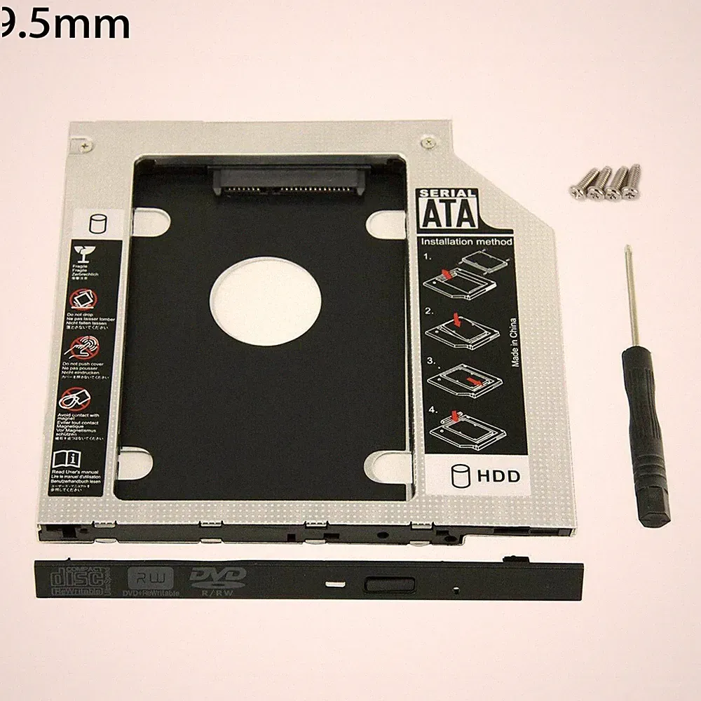 9.5mm Universal For SATA 2nd HDD SSD Hard Drive Caddy CD/DVD-ROM Optical Bay